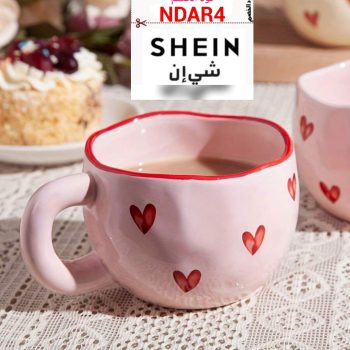 كوب قلب احمر وردي سيراميك للقهوة من شي ان